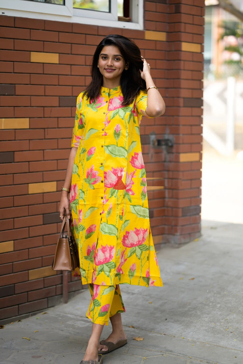 Yellow Lotus Cotton Co-ord Set