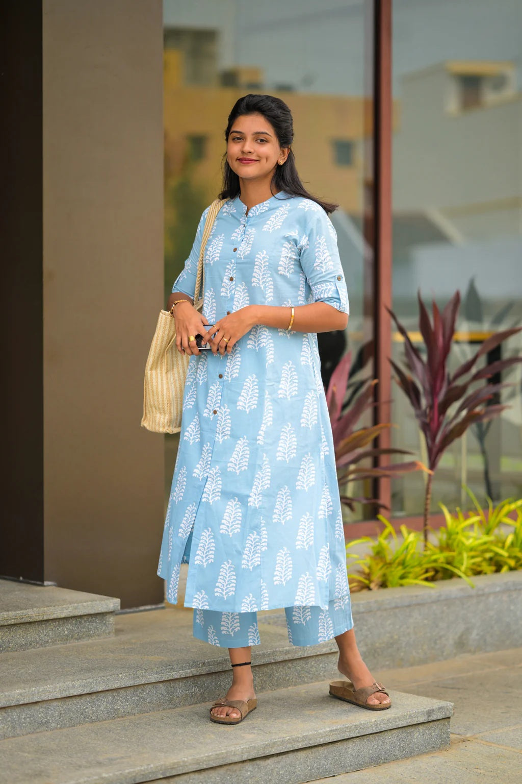 Pastel Blue Cotton Coord Set