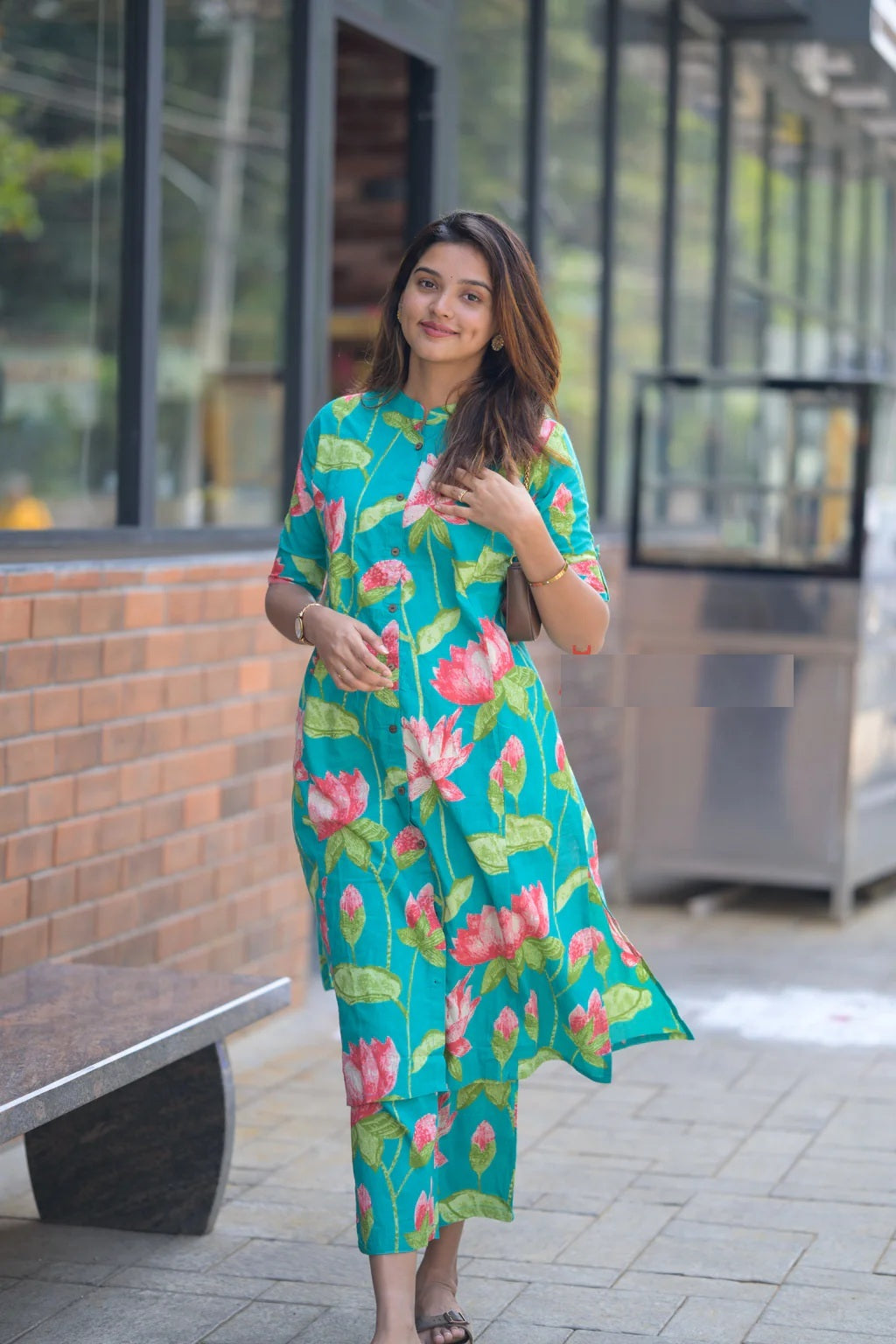 Green Lotus Cotton Coord Set