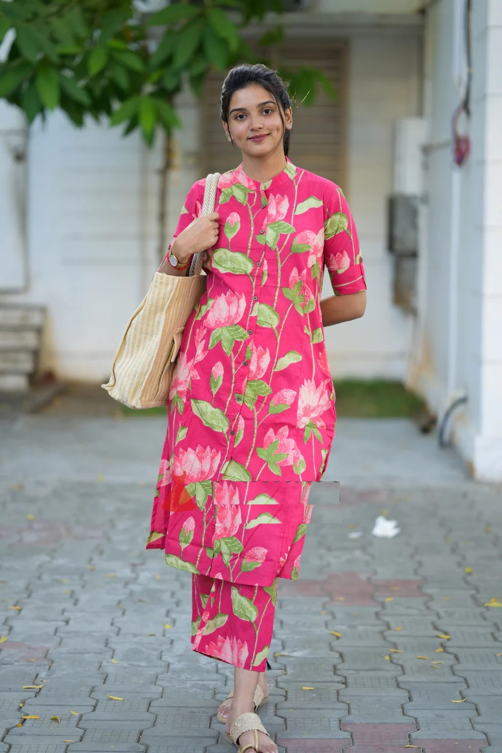 Pink Lotus Cotton Coord Set