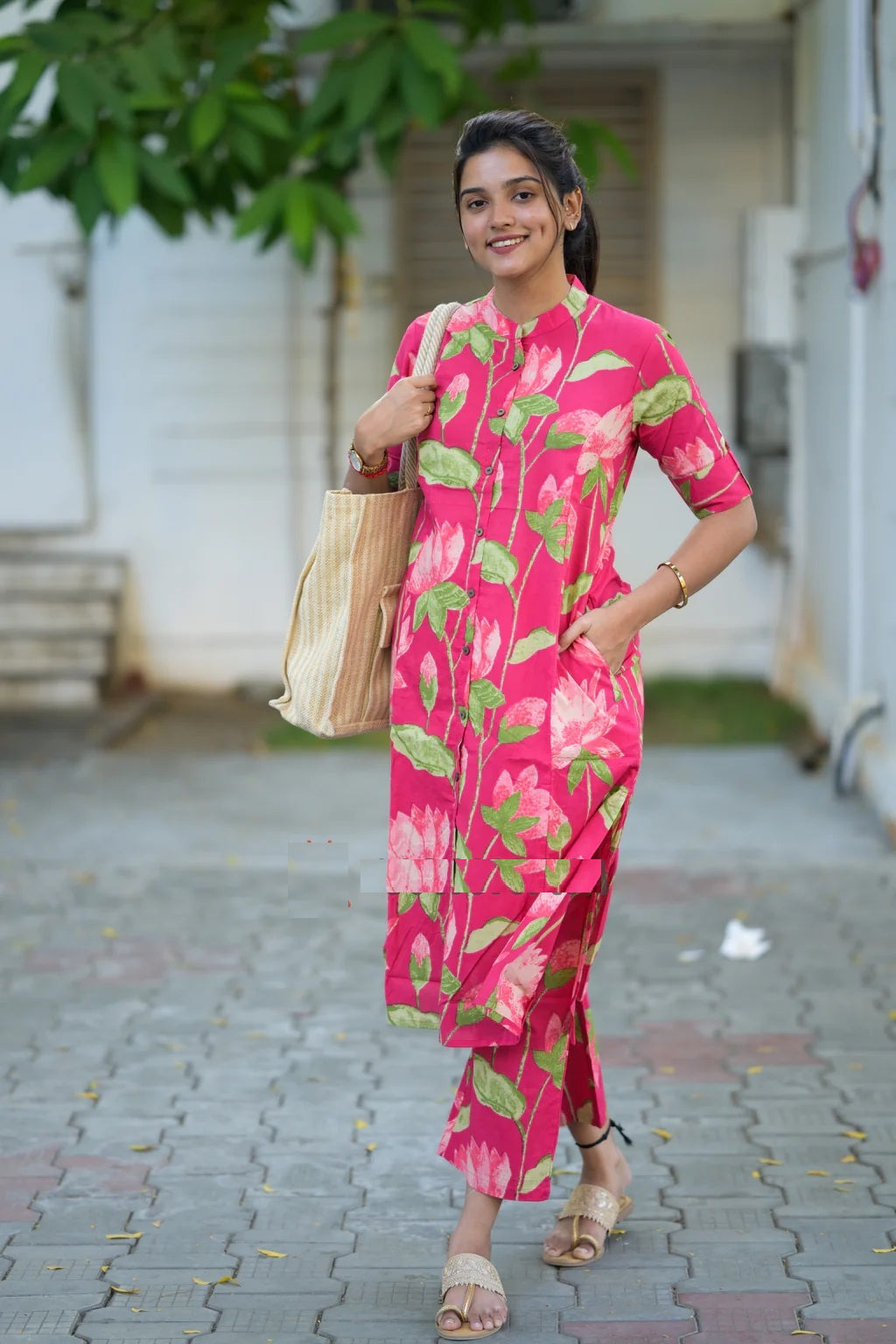 Pink Lotus Cotton Coord Set