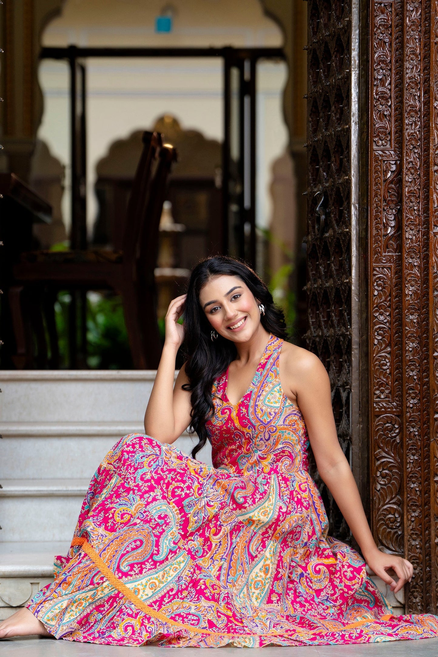 Pure Cotton Stylish Mandana Pink Dress for Women's
