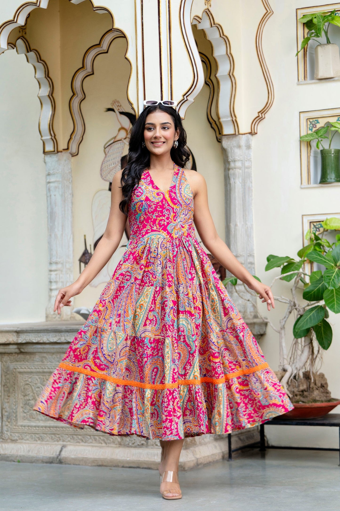 Pure Cotton Stylish Mandana Pink Dress for Women's