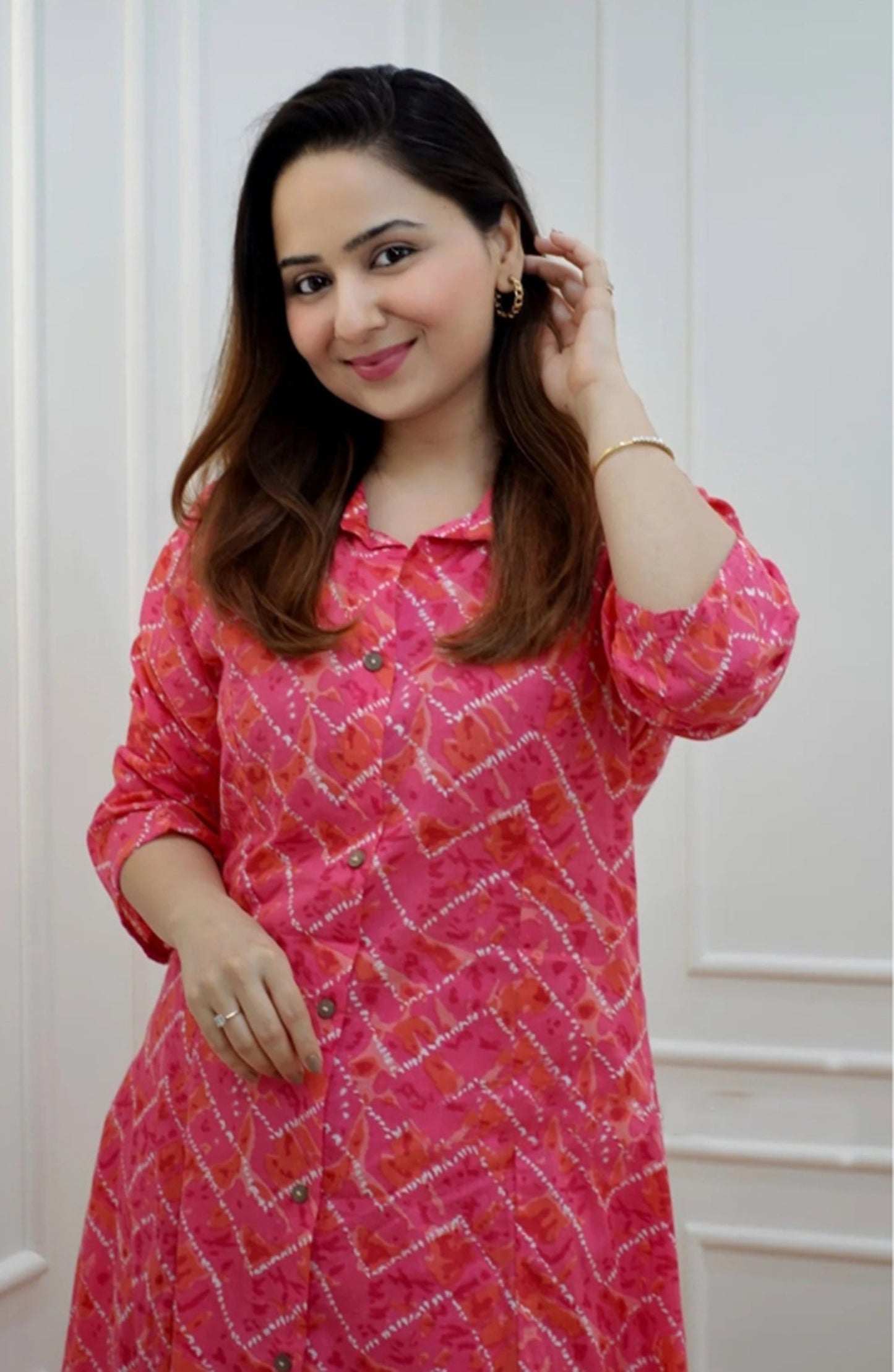 Pure Cotton Floral Print Ethnic Cord Set With Kurta And Palazzo for Women's