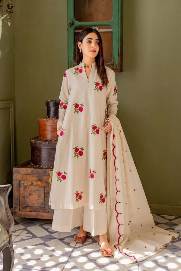 Cream Kurta And Pant With Dupatta for Women's