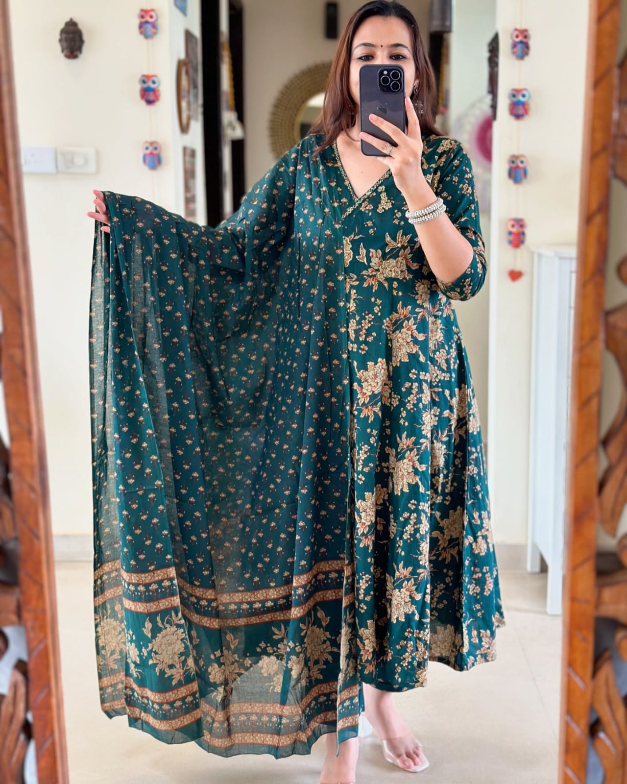 Dark Green Kurta And Pant With Dupatta for Women's