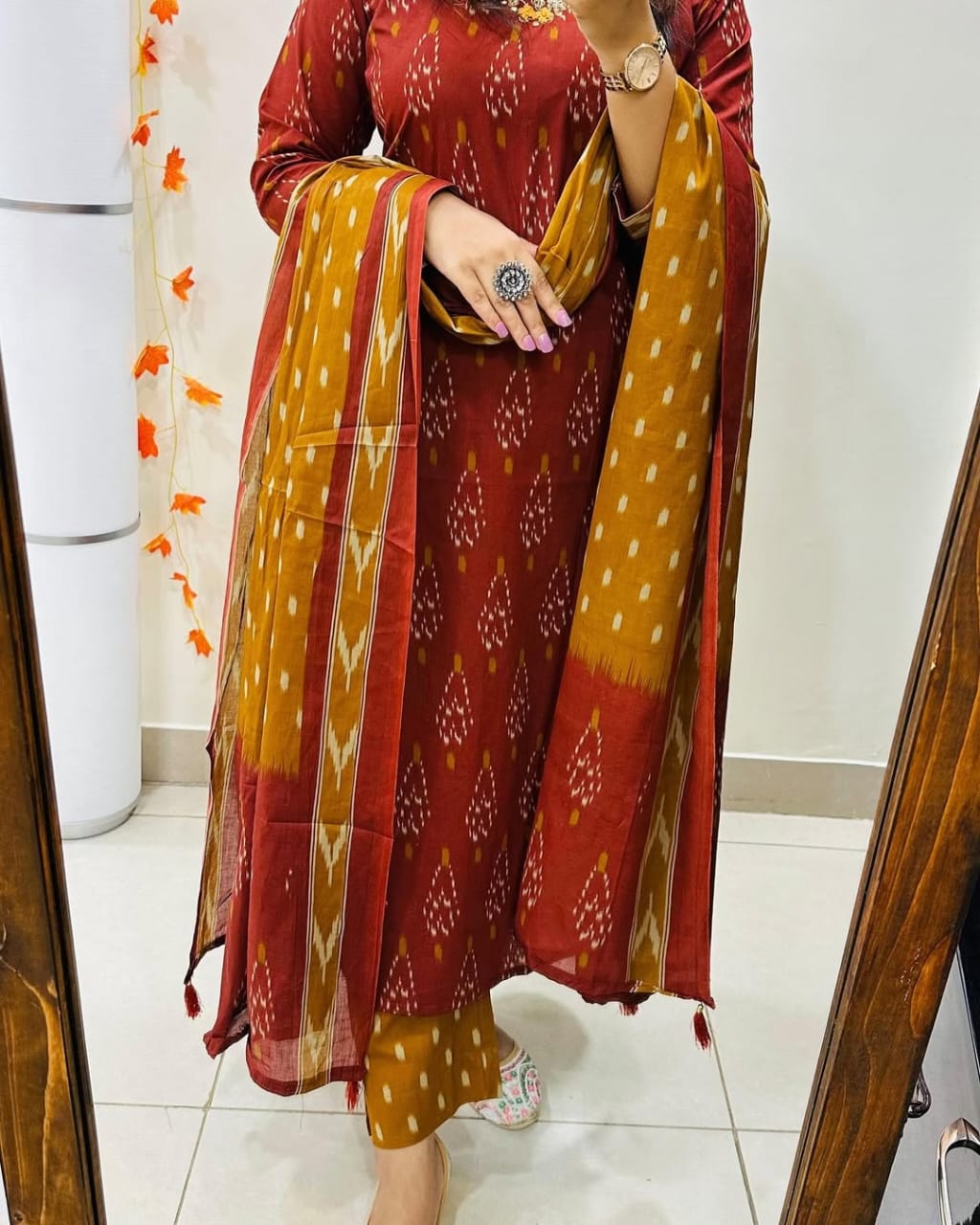 Maroon Kurta And Pant With Dupatta for Women's