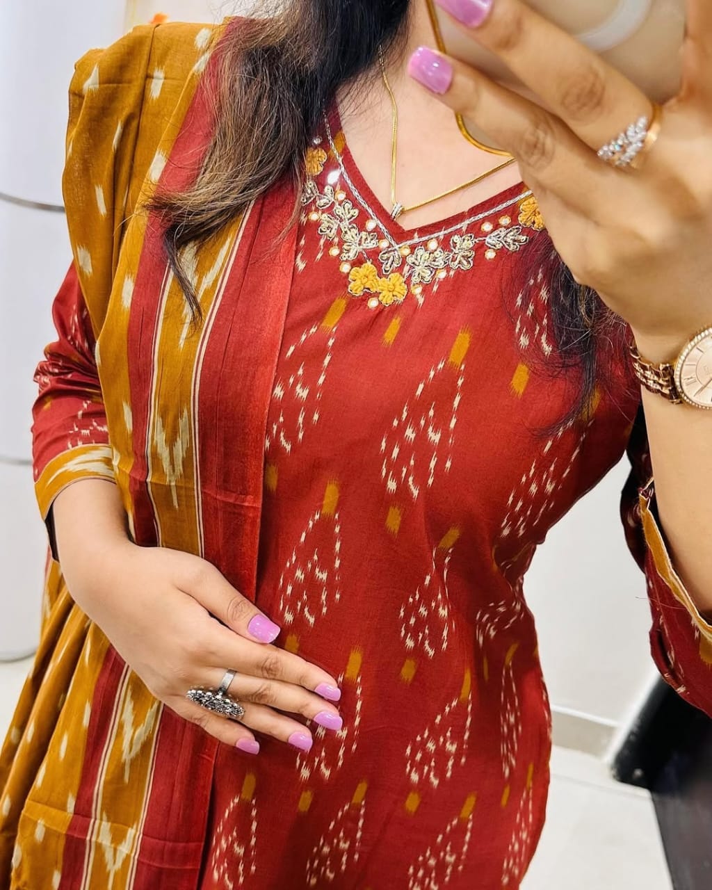 Maroon Kurta And Pant With Dupatta for Women's