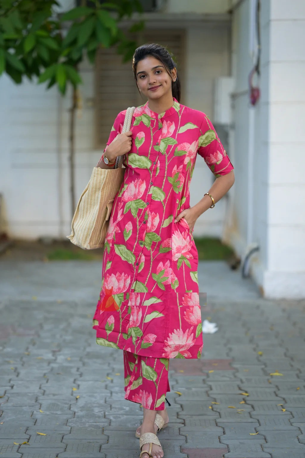Pink Lotus Cotton Coord Set