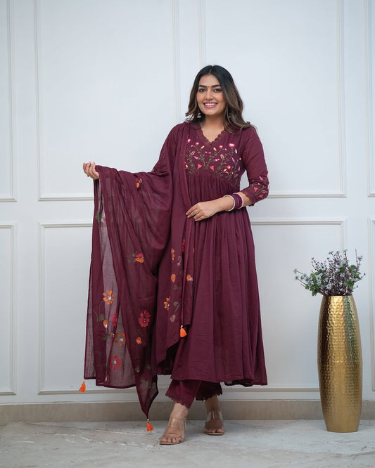 Embroidery Kurta And Pant With Dupatta for Women's