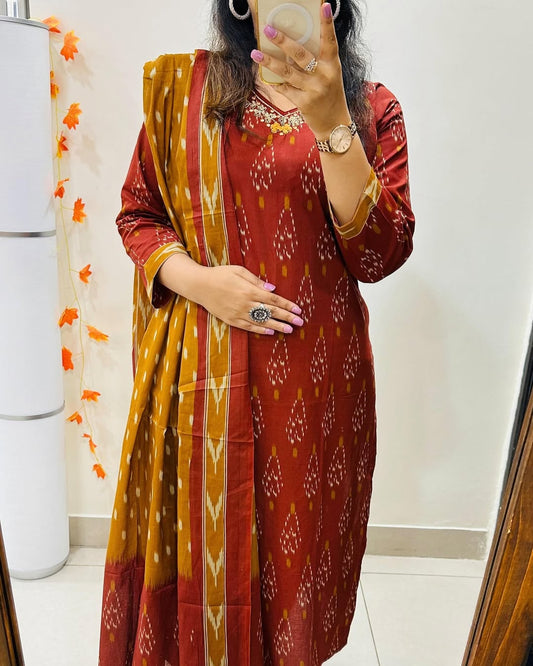 Maroon Kurta And Pant With Dupatta for Women's