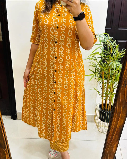 YELLOW MANDALA PURE COTTON CORD SET